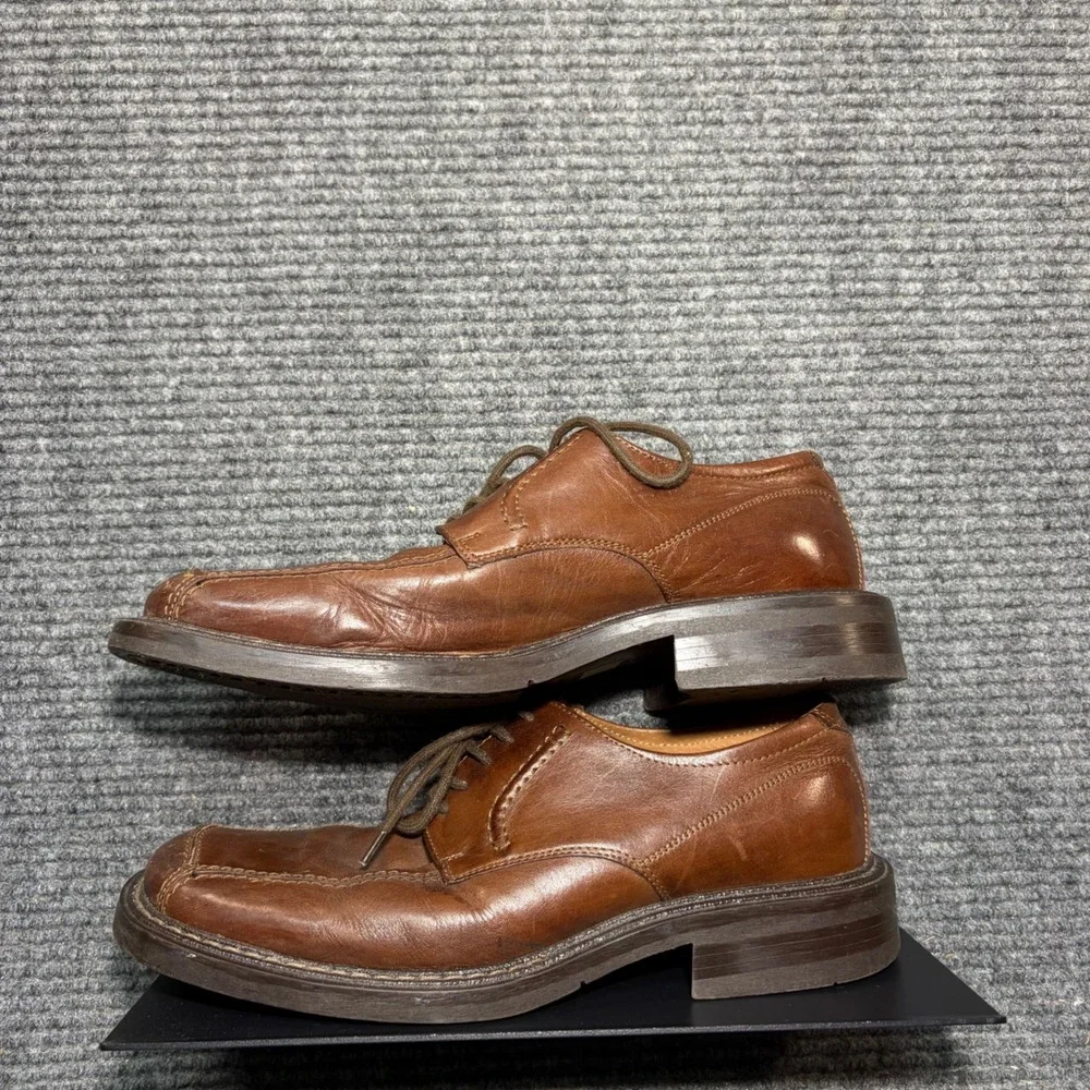 Bottesini Mens Brown Leather Square Toe Oxfords Made in Italy 9.5 M 0584871